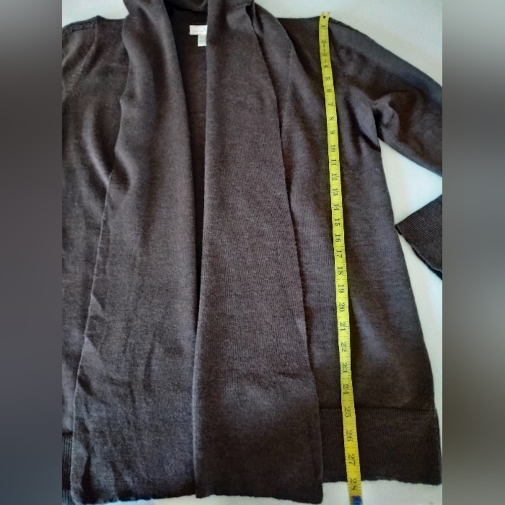 Kenar Italian Merino Wool Shawl Collar Cardigan Sweater Chocolate Brown Size Lg - Picture 14 of 14